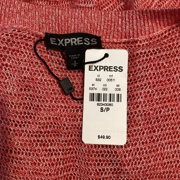 Express Open Knit Sweater Size S Pink - Picture 6 of 7